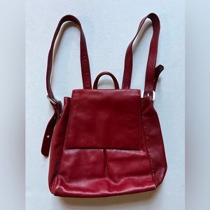 Wilson's Leather Pelle Studio Red Leather Backpack Purse Straps Magnetic Closure